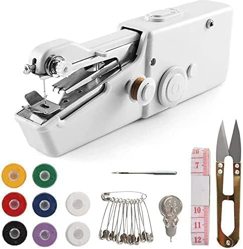 AHYBZN Machine à Coudre Manuelle, Outils de Couture Sans Fil Blanc Mini Machine à Coudre Portable, Machine pour Couture Rapide et Artisanat de Couture, 20240325