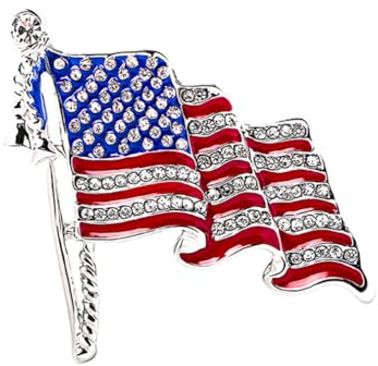 Exquisite Strass amerikanische Flagge Brosche, Kristall amerikanische Flagge Anstecknadel, perfekt für Kleidung Schals Hüte Revers mit amerikanischer Flagge, patriotische Medaille Brosche, ideale Gebu