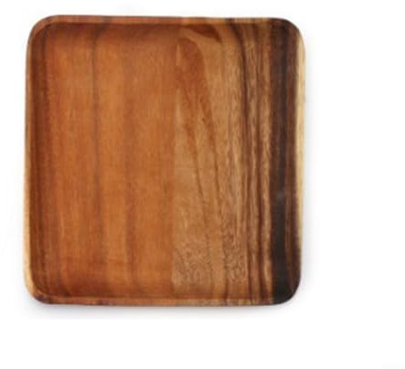 Rektangulära träfat i trä, bekvämt stapelbart träfat håller ditt kök snyggt och organiserade trätallrikar för mathållare, grill, fest (25 x 25 x 2)