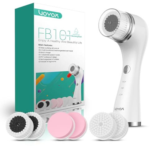 VOYOR Gesichtsreinigungsbürste Elektrische zur Gesichtsreinigung Wiederaufladbare Reinigungsbürste Gesicht 360° Tiefenreinigung, Mitesser, Peeling und Massage Wasserdicht Gesichtsbürste FB101