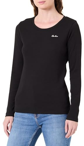 Pepe Jeans Camiseta W Basic Rib L/S para Mujer, Negro (Negro), S