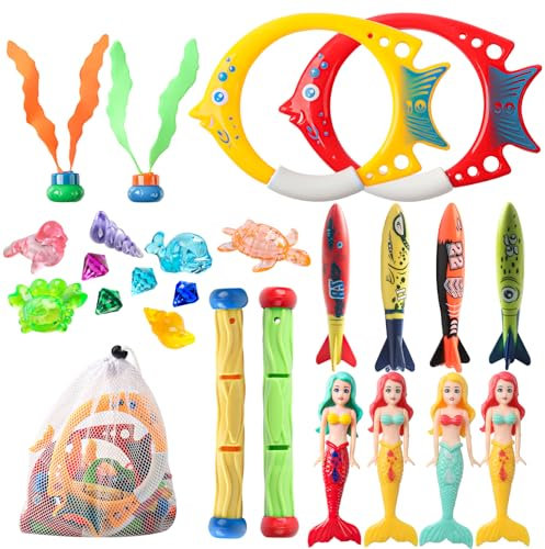 TIVUNORON Jouets de Plongée, 25Pcs Jouets de Natation pour Piscine de Plongée