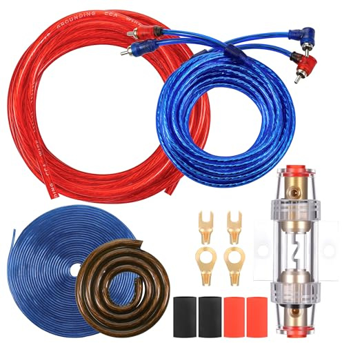 Kssvzz 10GA Set de cables para amplificador de coche, cables de amplificador de potencia, cableado de 1500W para audio de coche, 4,5 m de cable de alimentación, set de cables de conexión para