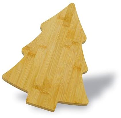 Zenker Tagliere di Natale in Bambù 100% Certificato FSC - Design Albero di Natale 38x24x1,5 cm - Vassoio da portata ideale per Antipasti, Salumi, Formaggi e Dolci Natalizi