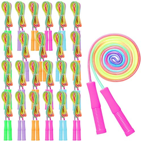 Lot de 24 Cordes à Sauter Réglables 2,2 m, Nylon Multicolore