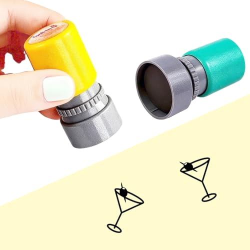 Cocktail Drink Self Inking Stamps 2 Pcs Cocktail Stamp Set, Unique Custom Seal for Drink Decoration, Practical Personalised Stamp for Cocktail Lovers, Ideal for Bars, Home Parties & DIY Crafts