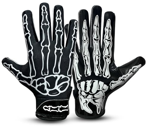 XEZROX WEAR Football Gloves – Super Sticky Receiver Gloves to Boost Grip & Performance for Games & Training – Adult & Youth Sizes (Black White, Youth XS-S)