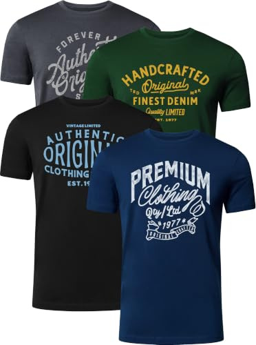 FULL TIME SPORTS Pack de 4 Tee‑Shirts Homme Manches Courtes Imprimés PRINT-002