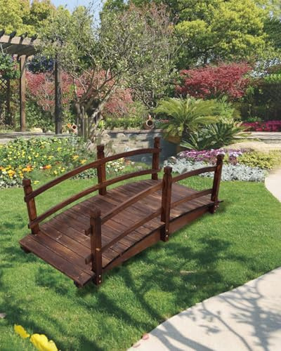 Gartenbrücke aus Holz für Außendekoration, stabil und witterungsbeständig, ideal zur Verschönerung von Hof, Terrasse oder Teichlandschaft