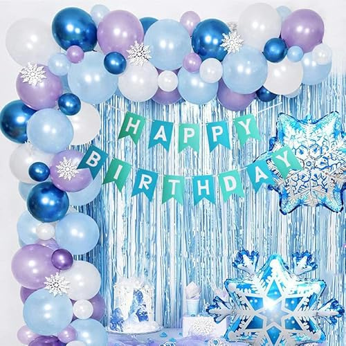 81PCS Frozen Tema de la Fiesta de Globos Gefroren Azul Cumpleaños Globos Guirnalda de Globos Arco Decoración de Fiesta de Cumpleaños