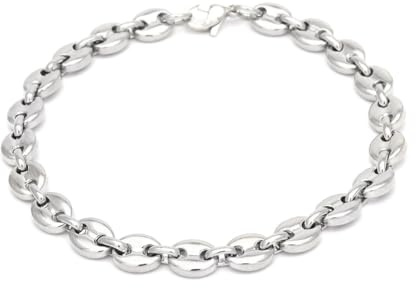 HIJONES Minimalista caffè Fagiolo Catena Collana da Unisex in Acciaio Inox 11MM Argento 70CM