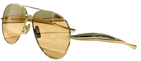 JFBAODAN Occhiali da Sole Pilota A Forma di Sardina Color Oro Leggero Lusso per Donna Doppio Ponte Moda Ins Donna-c1-come Immagini