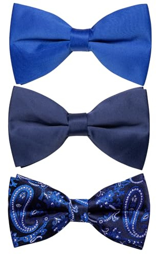 YourTies 3PCS Bow Ties for Men Pretied Paisley Polka Dots Striped Bowtie | Silk Pre-Tied Bow Tie,Woven Jacquard,Adjustable Strap,for Suit Tuxedo,Formal Wedding Prom Party Dating Bussiness Ceremony