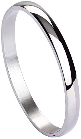 MILAKOO Bracelet en Acier Inoxydable 6mm pour Femmes Fini Poli Uni Bracelet Ovale Argent
