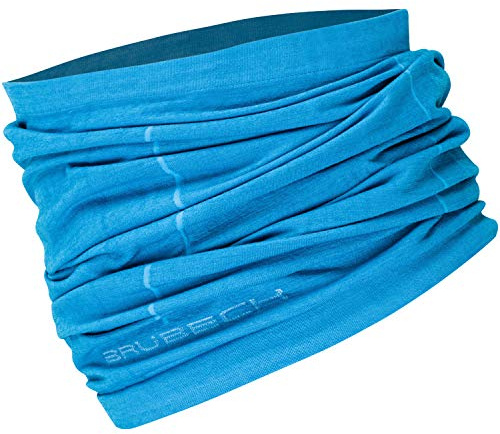 BRUBECK X-PERT Merino Halsschal Damen und Herren | Schlauchschal Blau | Funktionstuch Sport | 54% Merino | Größe L-XL | Hellblau | KM10360