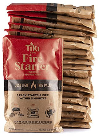 TIKI Fire Starter 20-Pack – Easy-to-Use Wood Pellet Fire Starters for Smokeless Outdoor Fire Pits & Indoor Fireplaces, Quick Lighting for Smokeless Fires, Ideal for Camping, Backyard, and Fireplaces