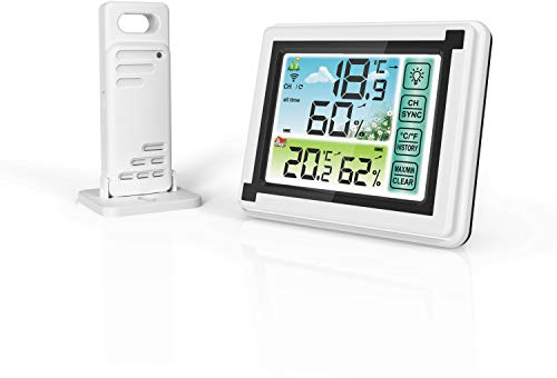 DollaTek Station météo sans Fil avec capteur intérieur extérieur Hygromètre thermomètre numérique avec Grand écran LCD pour la Maison et Le Bureau