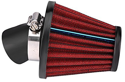 filtro aria 5mm con manicotto + Filtro aria moto Detergente universale per filtri di aspirazione aria Curva a 45 gradi 35mm/48mm(35mm-rosso)