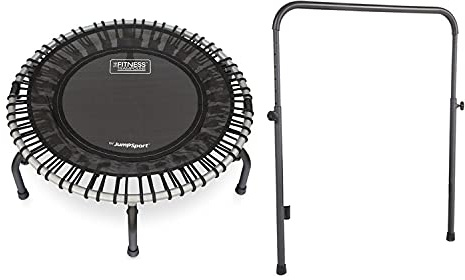 JumpSport 350f Indoor Heavy Duty Lightweight 39-Inch Folding Fitness Trampoline with Handle Bar Accessory, Black