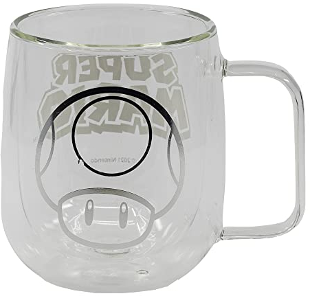 Taza de cristal de doble pared de 290 ml de Super Mario
