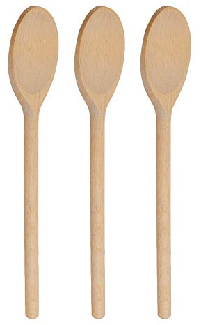 Lot de 3 cuillères en bois de hêtre naturel de 35,6 cm de long