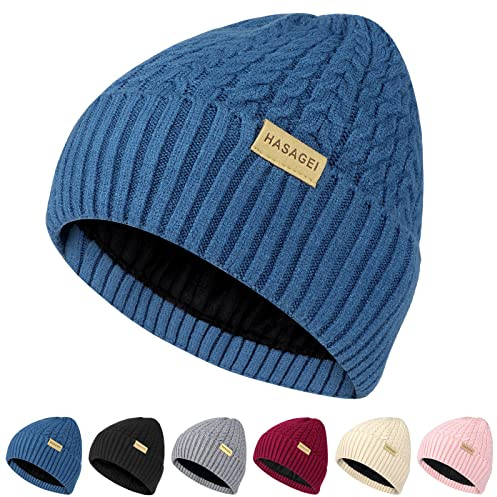 Bonnet Femme, Bonnet Homme d'hiver Thermique Tricoté avec Doublure en Polaire Chaude, Élastique Doux -Unisex Et Respirant pour Le Sport,la Course, Le Ski