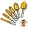 6Pcs Hss Countersink Drill Bit Set with 5 Flute 82 Degree Center Countersink Bits 1/4 Hex Shank Chamfering Drill Bits for Wood Quick Change Bit 6mm-19mm