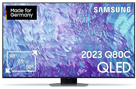 Samsung QLED 4K Q80C 75 Zoll Fernseher (GQ75Q80CATXZG, Deutsches Modell), Smart-TV, Direct Full Array, Neural Quantum Prozessor 4K, Real Depth Enhancer [2023]