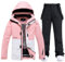 ALSOGO Damen Skijacke & Skihose Set Skianzug 2 teilig Schneeanzug Wasserdicht Warm Winterjacke mit Abnehmbare Kapuzen zum Skifahren Snowboarden Schneejacke Schneehose TY133PKW Schwarz L