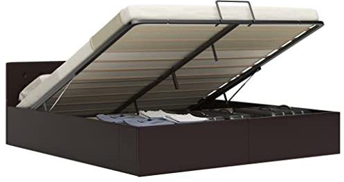 ZQQLVOO Letto per famiglia, letto a pallet, idraulico, grigio, in similpelle, 160 x 200 cm