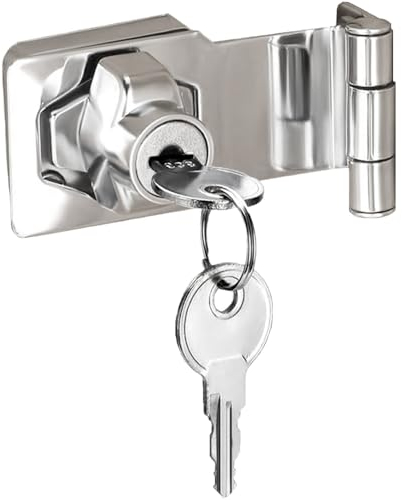 Litensh Rechteckiger Winkel 90 Grad Hasp Schloss Türschloss mit Schlüssel Sicherheitsüberfalle Abschließbar Überfalle mit Schloss Vorrichtung Schublade Schrank Locks für Türen Garagentor 3 Inch