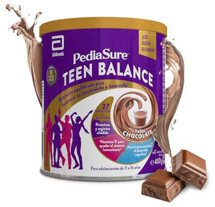 PediaSure Teen Balance – Con Magnesio, Hierro y Vitamina D – Complemento Alimenticio para Adolescentes con Vitaminas, Proteínas, Minerales – Sabor Chocolate – 400 gramos