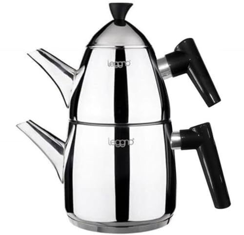 Samovar - Juego de tetera turca, filtro autofiltrante integrado, diseño ergonómico, fácil de usar en todos los tipos de estufas, hervidor de agua, asas negras, Tp (25 onzas) K (50 onzas)