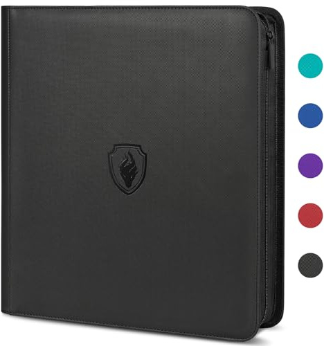 Premium Zip Card Binder 12 Pocket, Fabmaker 912 Pockets Trading Card Binder, PU Zipper Card Collection Album, Sturdy Side-Loading Card Book Holder for Game & Sports Cards, Black