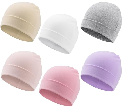 DRESHOW 6 PCS Bebé Beanie Sombrero para Unisex Gorro de Recién Nacidos Niño Pequeño Sombrero Hospital Cálido para Bebés Niños y Niñas de 0-6 Meses
