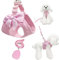 aichilra Hundegeschirr Kleine Hunde, Geschirr Katze mit Diamanten, Weiches Netzgewebe, Atmungsaktive Hundeweste mit Leine, Welpengeschirr für Kleine Hunde, Katzengeschirr, XS