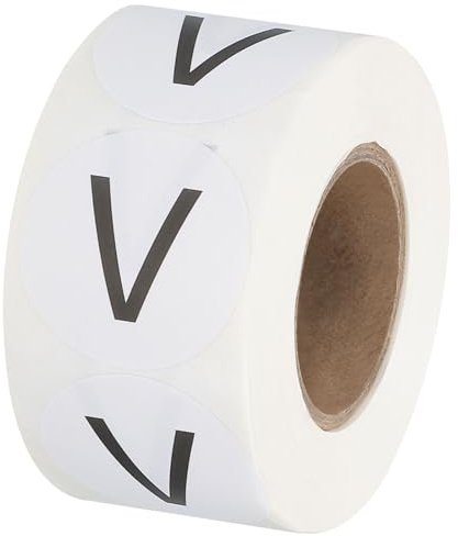 PATIKIL Letter V Inventory Labels, 1 Inch Capital Letter Stickers Self Adhesive Round Circle Coding Dots Labels (1Roll/Total 500Pcs) for Office, Storage