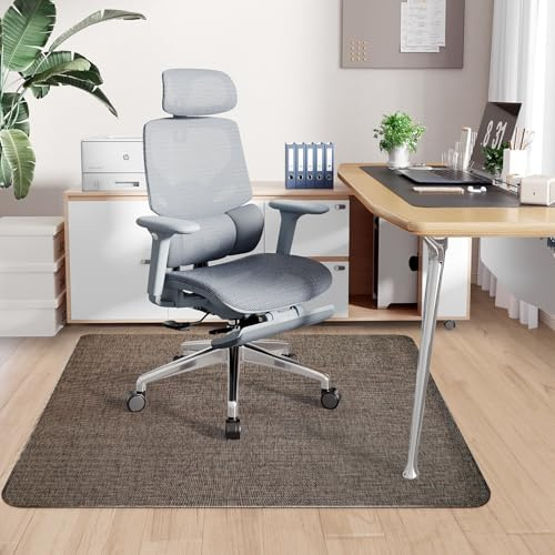 Semflagree Hardwood Floor Chair Mat, Heavy Duty Office Chair Mat Floor Protector, PVC Anti-Slip Mat for Office Computer Desk Chair, Easy to Move, 90x120 cm for Home,Office,Kitchen (Coffee)