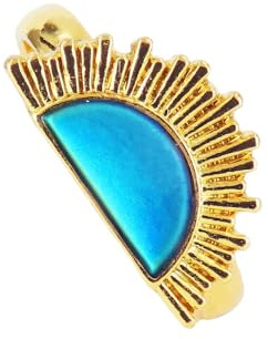 FUN JEWELS Color Change Sunburst Statement Mood Ring, Gold Plated, Size Adjustable, Gifts for Women