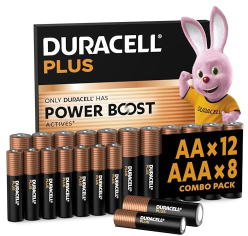 DURACELL Plus AA & AAA-Batterien (Kombipackung mit 12xAA und 8xAAA) – Alkaline-Batterien 1,5 V