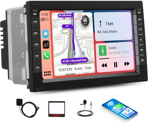 GOHHDL 2G+64G Autorradio Android 15 para VW T5 Golf 4 Bora Polo MK5 Passat B5 Jetta Peugeot 307 con Carplay Android Auto, Pantalla de 7 Pulgadas Radio con Mirror Link GPS Bluetooth WiFi FM/RDS SWC