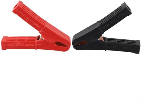 2 clip da 100 A per batteria auto, clip di prova isolate con denti placcati in rame, struttura in acciaio/PVC, set rosso/nero