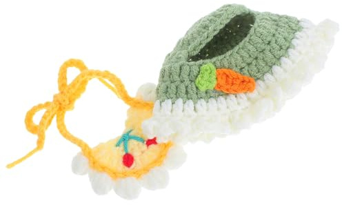 Alasum Ensemble Chapeau Tissé et Bavoir pour Poupée Couvre-Chef Décoratif en Peluche Accessoires de Déguisement pour Fêtes Bonnet Tressé et Bavoir Doux