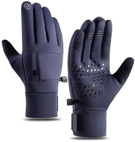 WEOKDFHA Ski Glove Outdoor Sports Motorcycle Ski Touch Screen Fleece Gloves Men Winter Waterproof Cycling Women Non-slip Warm Full Fingers For Outdoor(Blue,M)