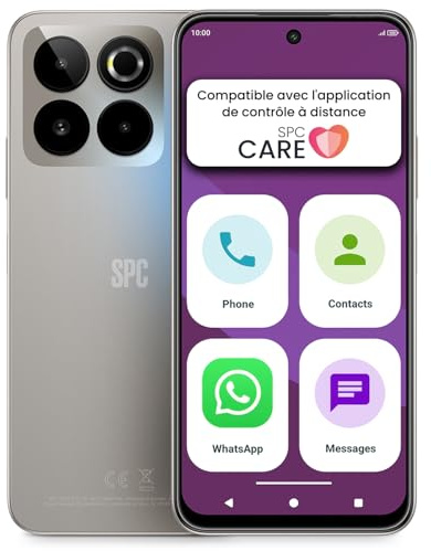 SPC ZEUS 2 ELITE - Smartphone anziani schermo 6,7” e memoria 128GB | Tripla cam 50MP, NFC e ricarica rapida | Modalità facile, icone XL e compatibile con app gestione e localizzazione remota – Argento