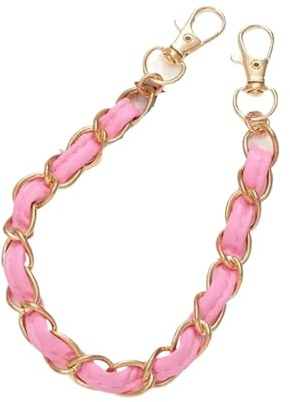 YUSUZH 2 stycken vintage metallkedja axelhandtag för handväskor gör-det-själv PU-läder bärbarhet för damväskor(Pink)