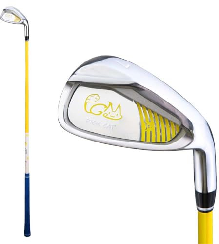Palo de golf de hierro #7 Iron Loft de 38 grados para palos individuales con eje de carbono, principiantes, niños, niñas, jóvenes, deportes de golf (amarillo, edad 3-5)