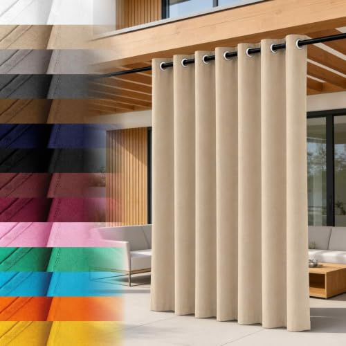 Lantigo Utomhusgardin Beige 155x180 cm vattentät med öljetter | Pergola Balkong Trädgård Uteplats Omtag Skugga Paviljong Insynsskydd Soltak Lounge