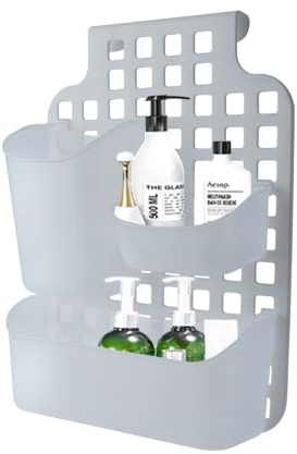 Organizador de puerta de armario de plástico, estante de baño de plástico sin taladro, estantes de almacenamiento antioxidantes, accesorio de ducha para estante de organización de baño, organizador de