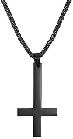 PROSTEEL Inverterat kors av St. Peter halsband hängen med kedja, Lucifer Satan anti-petrus smycken rostfritt stål/silver med presentask